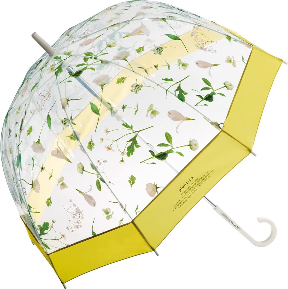 [우산/양산] Wpc.플라워 엄브렐라 플라스틱 65cm 여성 긴우산 비닐 PLV-018-001 (색상 : 옐로우)