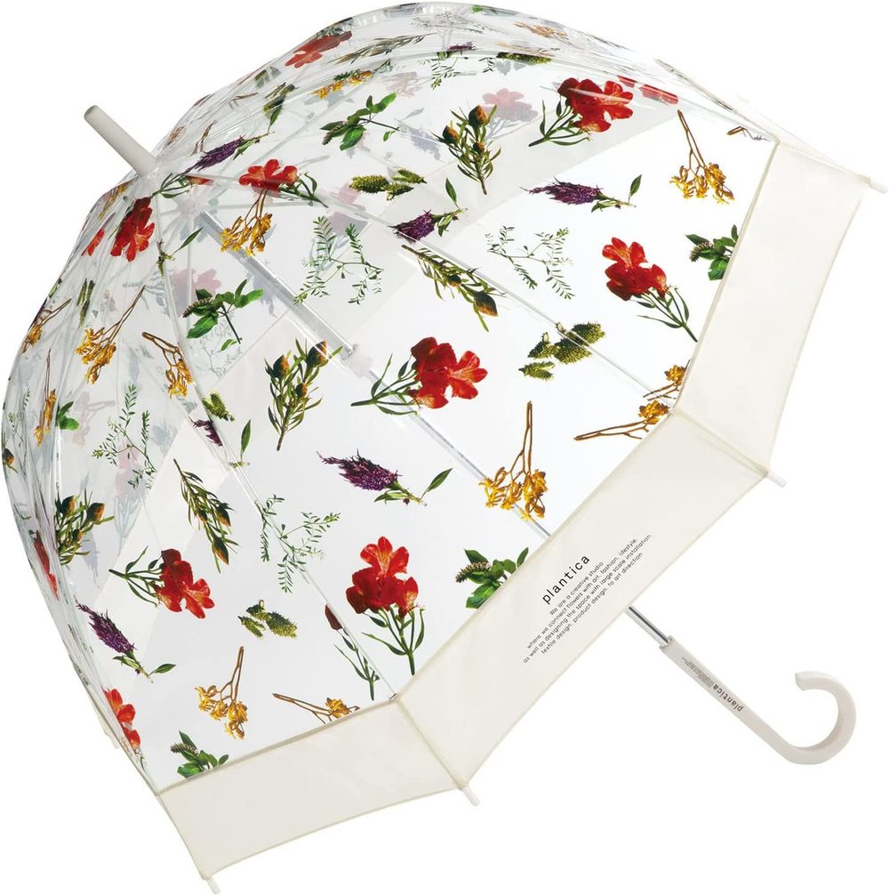 [우산/양산] Wpc.플라워 엄브렐라 플라스틱 65cm 여성 긴우산 비닐 PLV-015-001 (색상 : 오프)