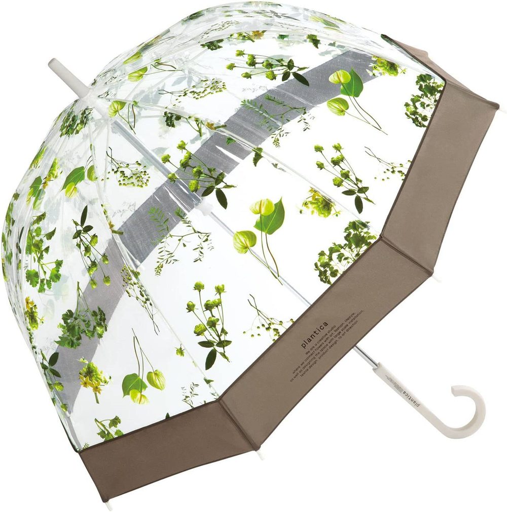 [우산/양산] Wpc.플라워 엄브렐라 플라스틱 65cm 여성 긴우산 비닐 PLV-012-001 (색상 : 브라운)