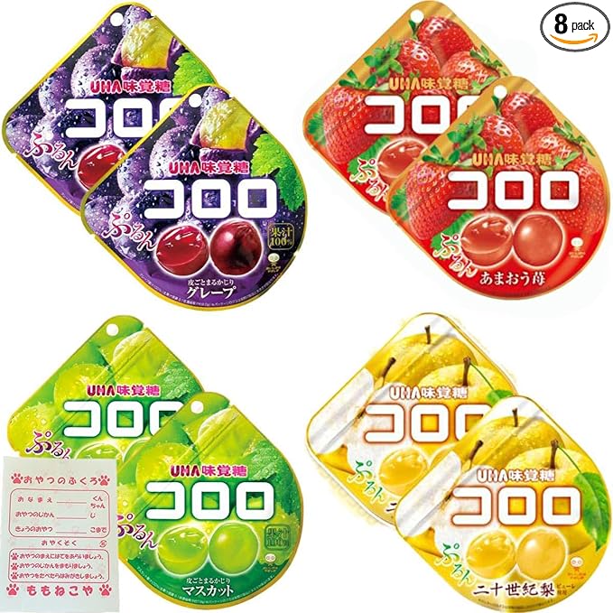 [일본 식품] UHA 미각당 코로로 (그레이프, 딸기, 머스캣 , 배 ) 4종 각 2개 총 8개 ⓝ