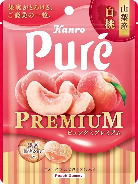 [일본 식품] 칸로 (kanro) 퓨레 pure 구미 프리미엄 야마나시산 백도 복숭아 54g×10개 ⓝ .